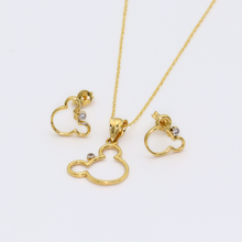Real Gold Mickey Earring Set + Pendant + Chain 0640 - 18K Gold Jewelry