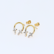 Real Gold 2C Cross Earring Set 8221 - 18K Gold Jewelry