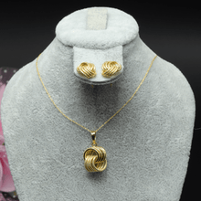 Real Gold 4 Ring Earring Set + Pendant + Chain - 18K Gold Jewelry