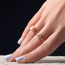 Real Gold Round Stone Ring 0125 (SIZE 10) R2266