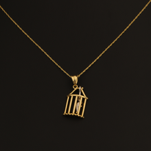 Real Gold Bird Cage Necklace - 18K Gold Jewelry