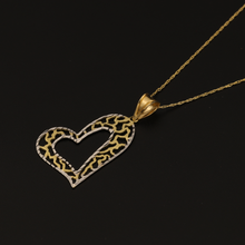 Real Gold Chain With Gold 2 Color Transparent Heart Pendant - 18K Gold Jewelry