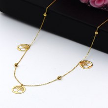 Real Gold Plain Tree Dangler Necklace With Beads 0239-11 N1326