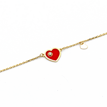 Real Gold Red Heart Dangler Bracelet 7047-111 BR1441