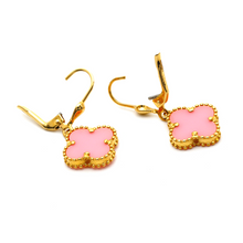 Real Gold VC Pink L Hanging Earring Set E1608 - 18K Gold Jewelry