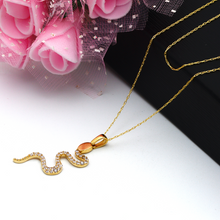 Real Gold Worm Snake Necklace 0212 CWP 1749