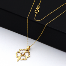 Real Gold 4 Heart Stone Necklace 0325 CWP 1751