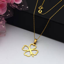 Real Gold 4 Heart Flower Necklace 0177 CWP 1752