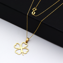 Real Gold 4 Heart Flower Necklace 0177 CWP 1752