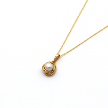 Real Gold Pearl Round Necklace 0458 CWP 1757