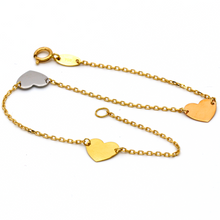 Real Gold 3 Color Heart Bracelet 4066 - 18K Gold Jewelry