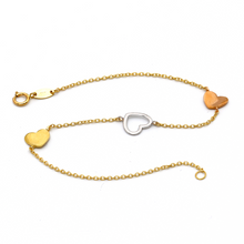 Real Gold 3 Color Heart Bracelet 3345 - 18K Gold Jewelry