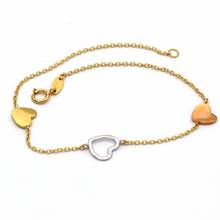 Real Gold 3 Color Heart Bracelet 3345 - 18K Gold Jewelry