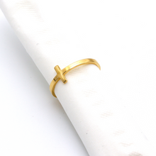 Real Gold Plain Cross Ring 0501 (Size 7) R1749