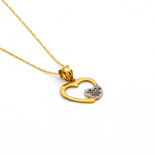 Real Gold 2 Color Heart Necklace 2865 - 18K Gold Jewelry