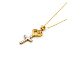 Real Gold 3D Love Cross Necklace 2570 - 18K Gold Jewelry
