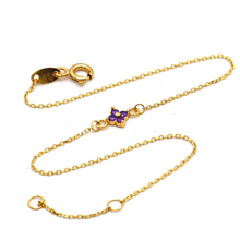 Real Gold Purple Flower Bracelet 0648 BR1449