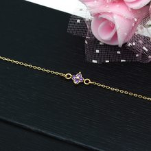 Real Gold Purple Flower Bracelet 0648 BR1449