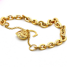 Real Gold TF Heart Lock Bracelet Adjustable Size 0846 BR1312 - 18K Gold Jewelry