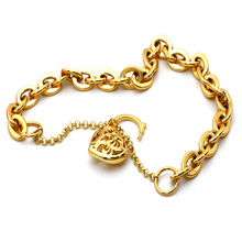 Real Gold TF Heart Lock Bracelet Adjustable Size 0846 BR1312 - 18K Gold Jewelry