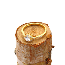 Real Gold Round Stone Ring 0125 (SIZE 5.5) R1643 - 18K Gold Jewelry