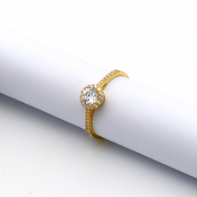 Real Gold Round Stone Ring 0125 (SIZE 6) R1644 - 18K Gold Jewelry