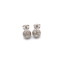 Real Gold Round Net Stud White Gold Earring Set 0212 E1623 - 18K Gold Jewelry