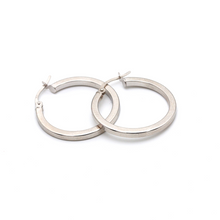 Real Gold Plain Loop Round White Gold Earring Set 0212 E1624 - 18K Gold Jewelry