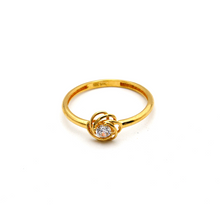 Real Gold Flower Stone Ring 0425 (Size 9) R2004