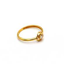 Real Gold Flower Stone Ring 0425 (Size 8) R1854