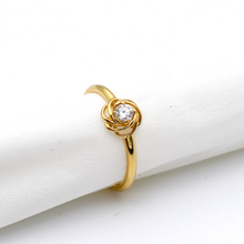 Real Gold Flower Stone Ring 0425 (Size 4) R2125