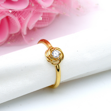 Real Gold Flower Stone Ring 0425 (Size 8) R1854