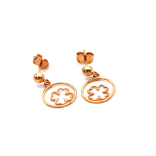 Real Gold Flower Round Dangler Drop Rose Gold Earring Set 3092 E1625 - 18K Gold Jewelry