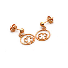Real Gold Flower Round Dangler Drop Rose Gold Earring Set 3092 E1625 - 18K Gold Jewelry