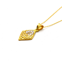 Real Gold 2 Color Net Rhombus Shape Necklace CWP 1628 - 18K Gold Jewelry