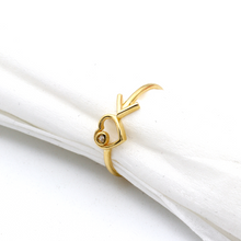 Real Gold Arrow Heart Ring 0592 (Size 4) R1845