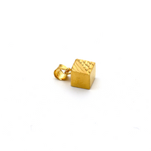 Real Gold 3D Cube Half Lined Half Glittering Pendant P 1640 - 18K Gold Jewelry