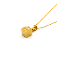 Real Gold 3D Cube Half Glittering Necklace CWP 1638 - 18K Gold Jewelry