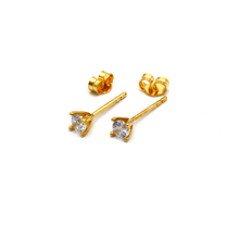 Real Gold Small Stud Stone 3 MM Earring Set 0904 E1754