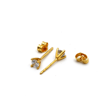 Real Gold Small Stud Stone 3 MM Earring Set 0904 E1754