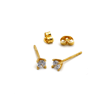 Real Gold Small Stud Stone 3 MM Earring Set 0904 E1754