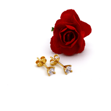 Real Gold Small Stud Stone 3 MM Earring Set 0904 E1754