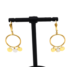 Real Gold 2 Color Round Dangler Earring Set 0737 E1651 - 18K Gold Jewelry