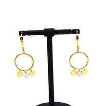 Real Gold 2 Color Round Dangler Earring Set 0737 E1651 - 18K Gold Jewelry