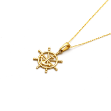 Real Gold Round Wheel Anchor Necklace 0186 CWP 1785