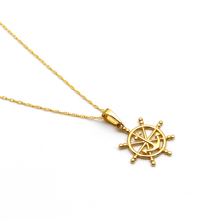 Real Gold Round Wheel Anchor Necklace 0186 CWP 1785