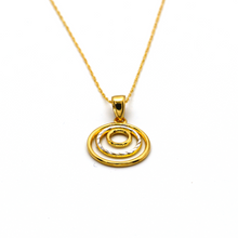 Real Gold 1 Side 2 color 3 circle Necklace 1014 CWP 1643 - 18K Gold Jewelry