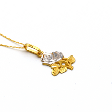 Real Gold 1 Side 2 color Rose Leaf Necklace 4834 CWP 1644 - 18K Gold Jewelry