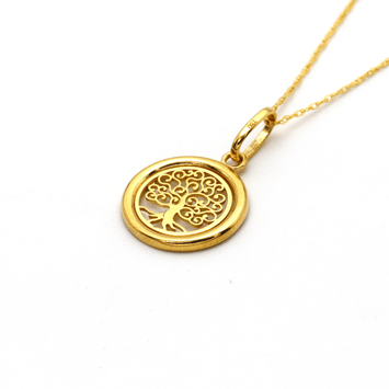 Real Gold 1 Side Tree Necklace 0170 CWP 1645 - 18K Gold Jewelry