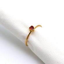 Real Gold Ruby Stone Heart Texture Ring 0002 (Size 9) R2179